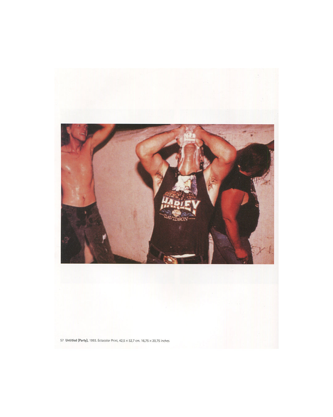 Richard Prince, Photographien 1994, interior, Untitled (Party) 1993, Ektacolor print, man in Harley Davidson vest, p.57 —
