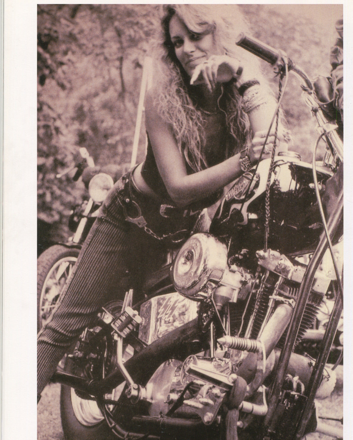 Richard Prince, Phaidon 2003, interior, Untitled (Girlfriend) c.1983, b&w photograph, woman with long hair on motorcycle 
