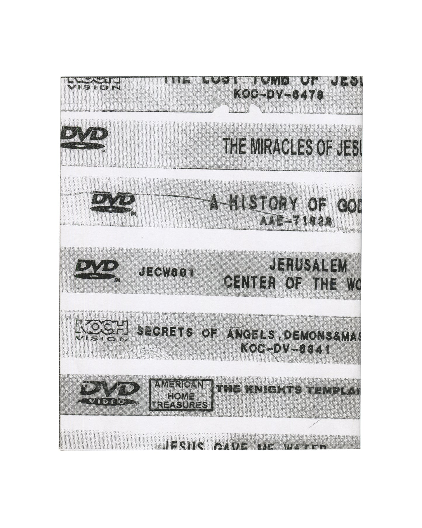 Richard Prince / Howard Johnson, The Pope's Butler, Fulton Ryder 2012, back cover: religious DVD spine labels, Israel Houghton
