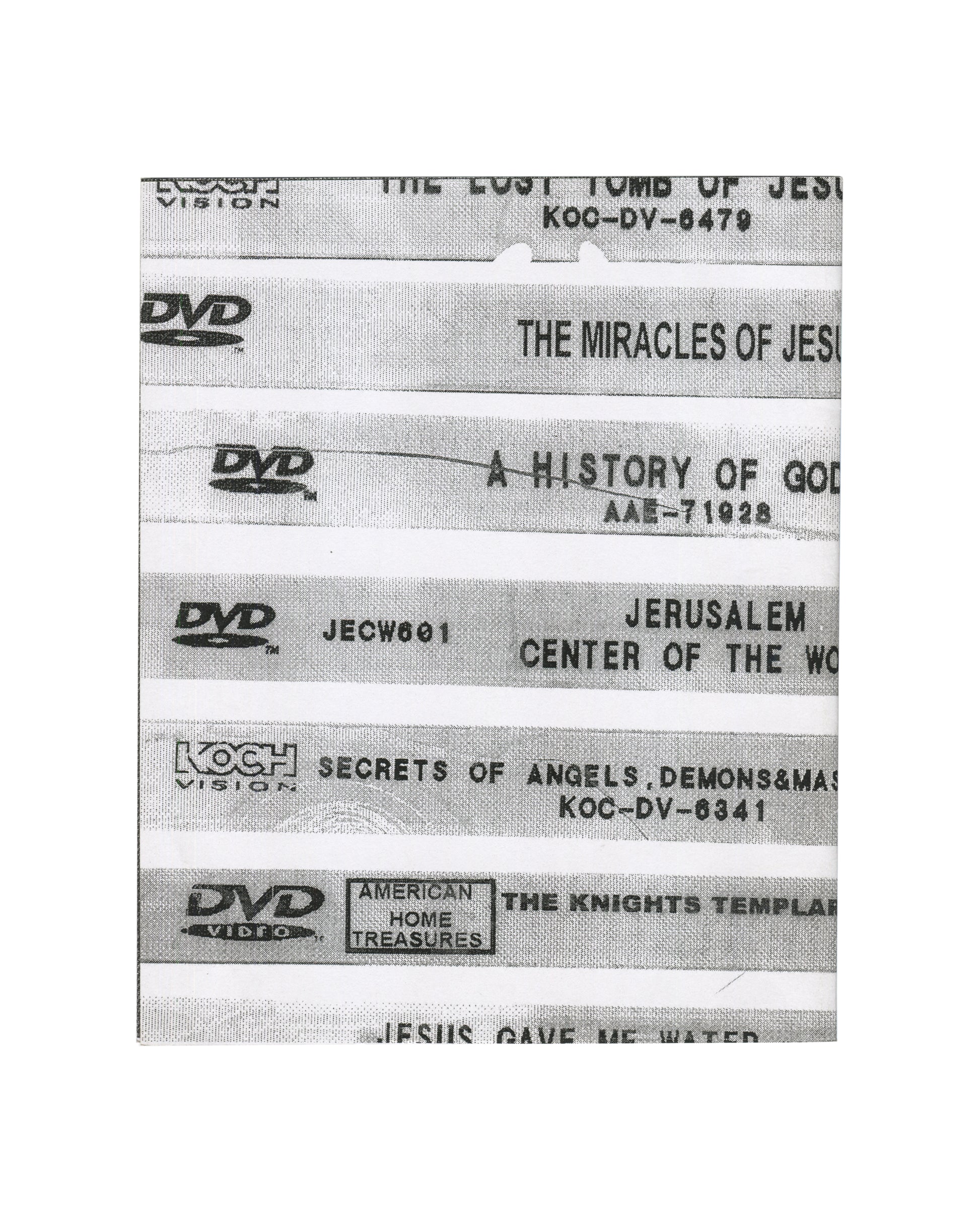 Richard Prince / Howard Johnson, The Pope's Butler, Fulton Ryder 2012, back cover: religious DVD spine labels, Israel Houghton

