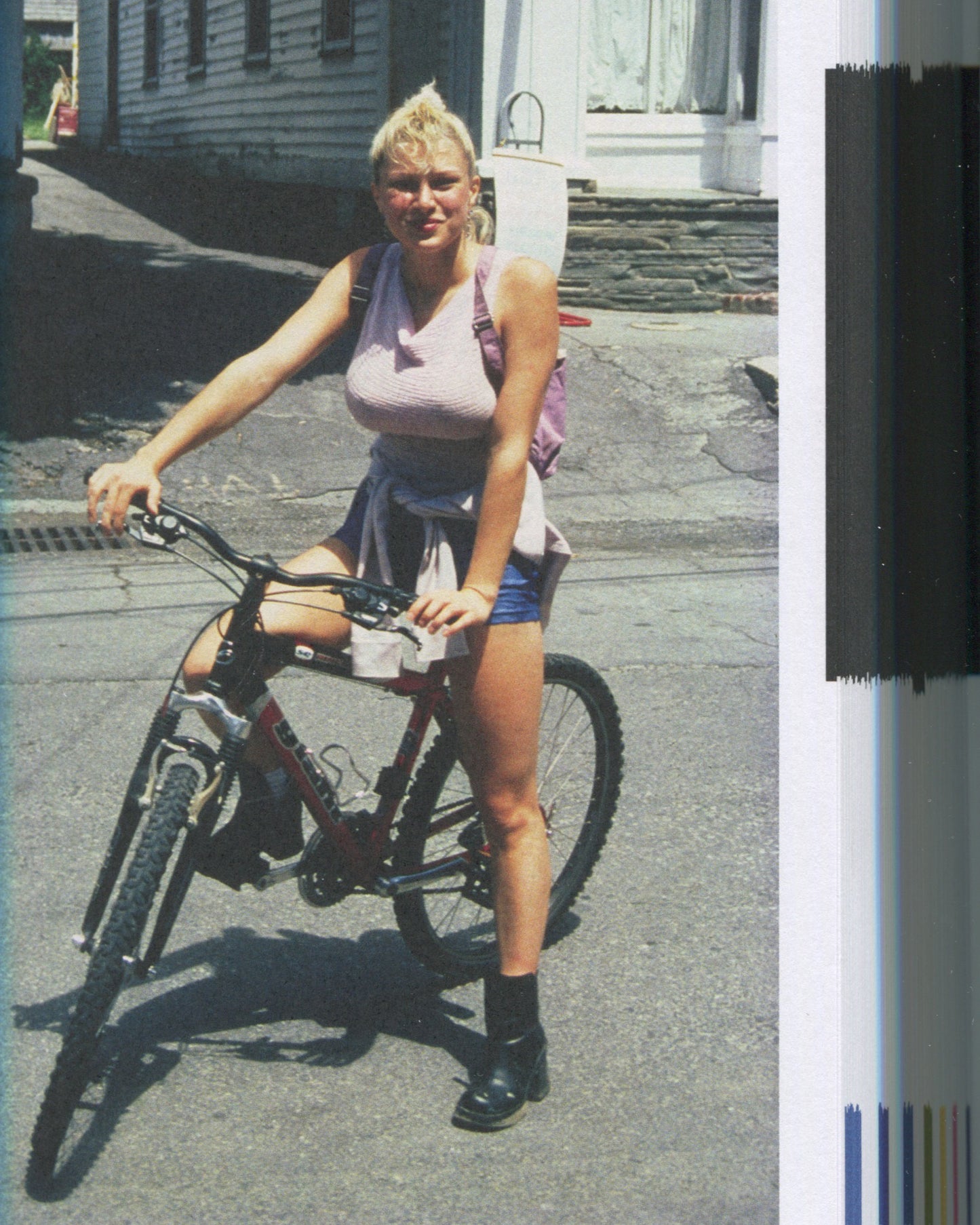 Richard Prince, American Prayer, 2011, interior, colour photograph of woman on bicycle, street scene, summer 