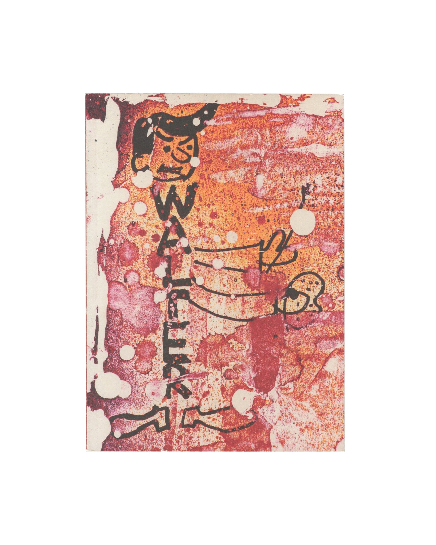Walter Dahn, 4th Time Around, Venus Over Manhattan 2013, front cover, red-orange screenprint, WALTER vertical, cartoon figure 