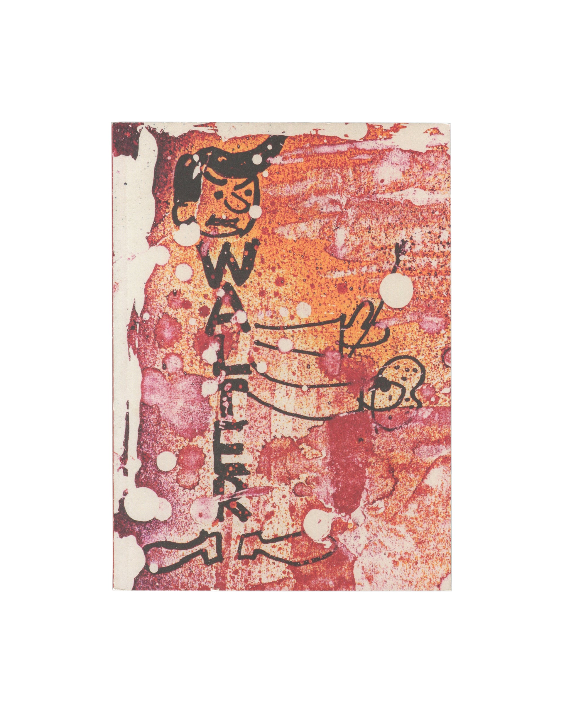 Walter Dahn, 4th Time Around, Venus Over Manhattan 2013, front cover, red-orange screenprint, WALTER vertical, cartoon figure 