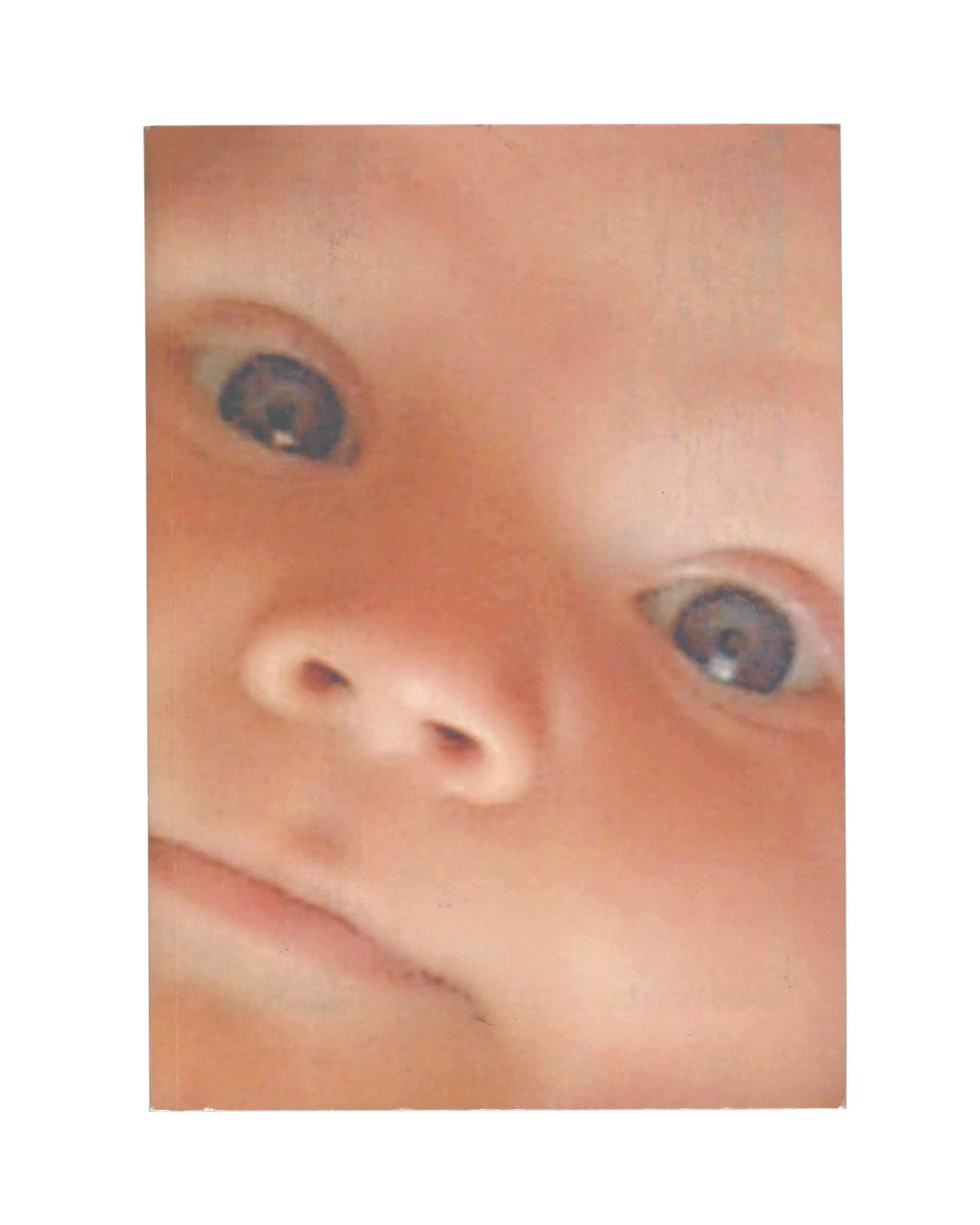 Marc Quinn, Tate Liverpool 2002, front cover, extreme close-up infant face, eyes and nose, colour photograph