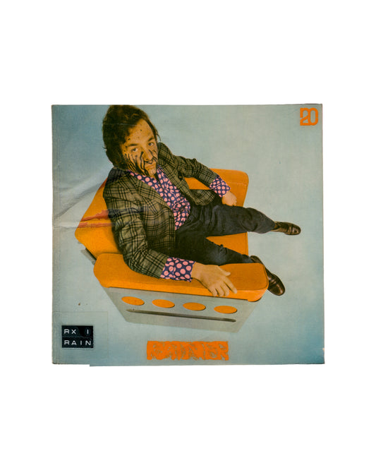 Arnulf Rainer, Museum des 20. Jahrhunderts, Werner Hofmann, 1968, front cover, Rainer seated in Walter Pichler Galaxy 1 chair, face marked with paint