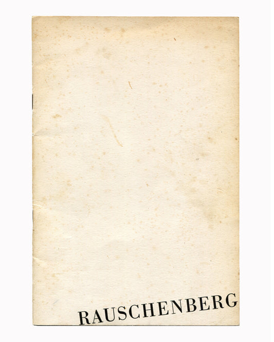 Robert Rauschenberg, Ileana Sonnabend Gallery, Paris, 1963 — exhibition catalogue, front cover. Staple-bound wraps, offset print, black and white. Title in French: Première Exposition (oeuvres 1954–1961), Seconde Exposition (oeuvres 1962–63).