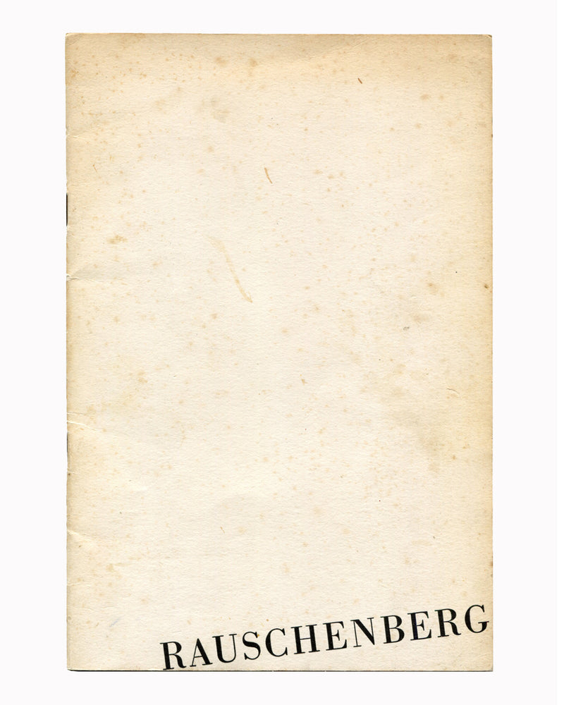 Robert Rauschenberg, Ileana Sonnabend Gallery, Paris, 1963 — exhibition catalogue, front cover. Staple-bound wraps, offset print, black and white. Title in French: Première Exposition (oeuvres 1954–1961), Seconde Exposition (oeuvres 1962–63).