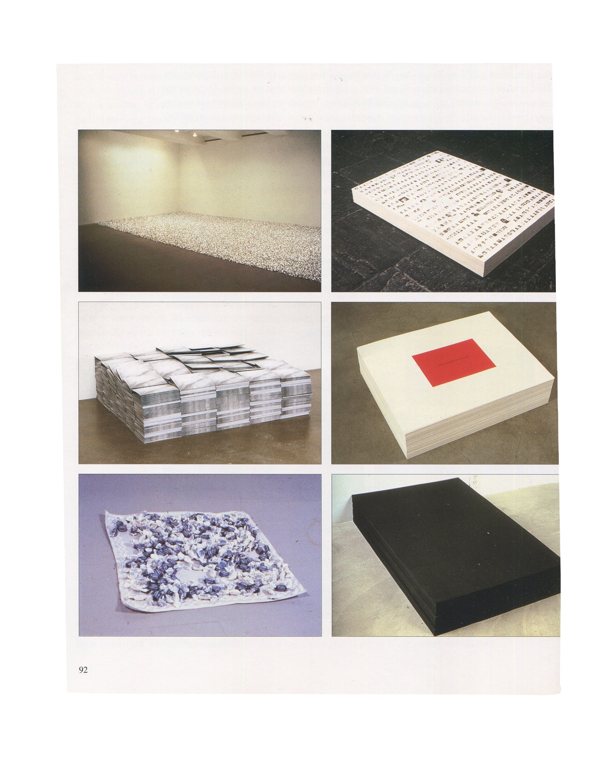 Symptoms of Interference 1994, Félix González-Torres, candy work and poster stacks, six colour photographs 