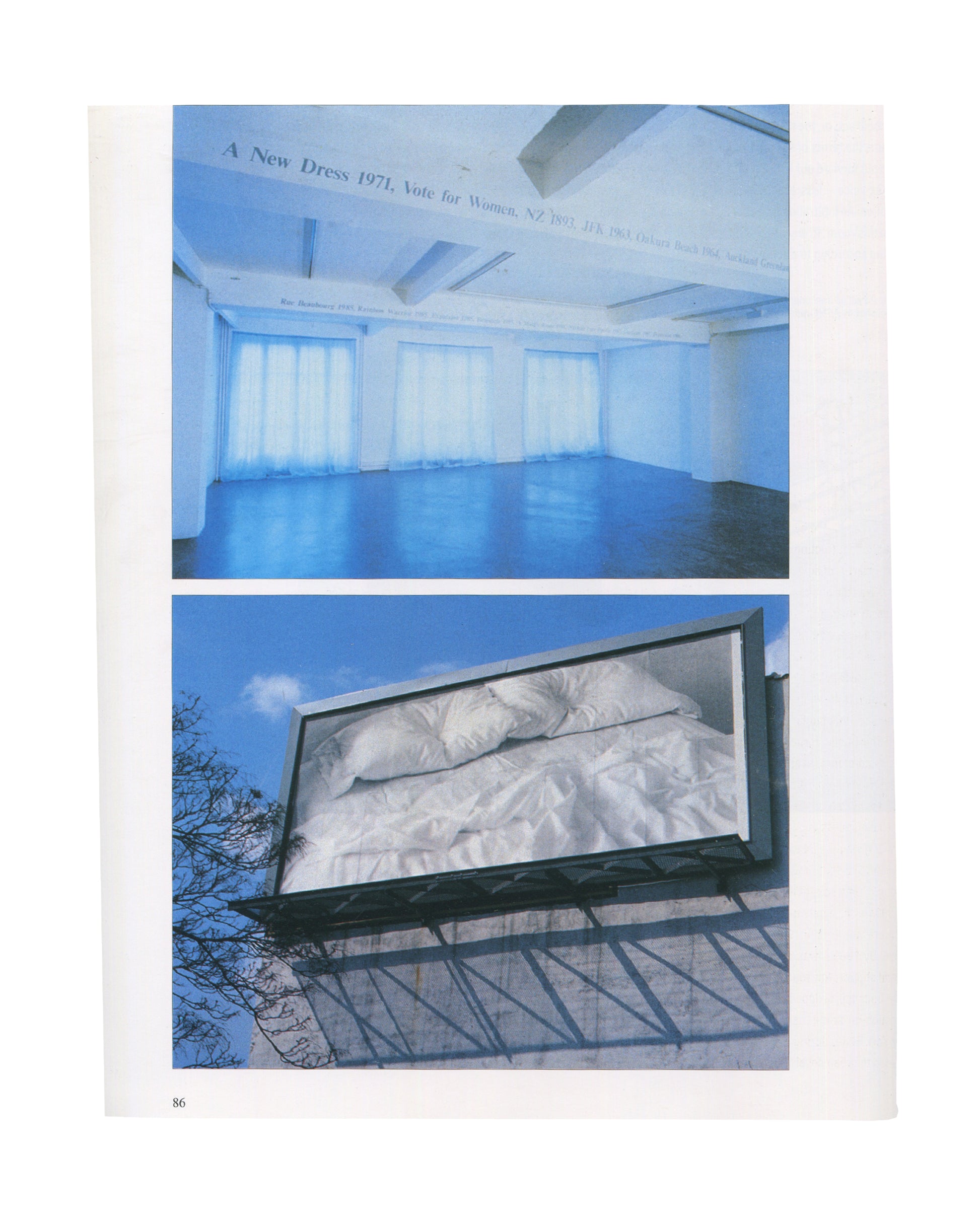Symptoms of Interference 1994, p.86, Félix González-Torres, A New Dress 1971 installation and billboard with white bedding