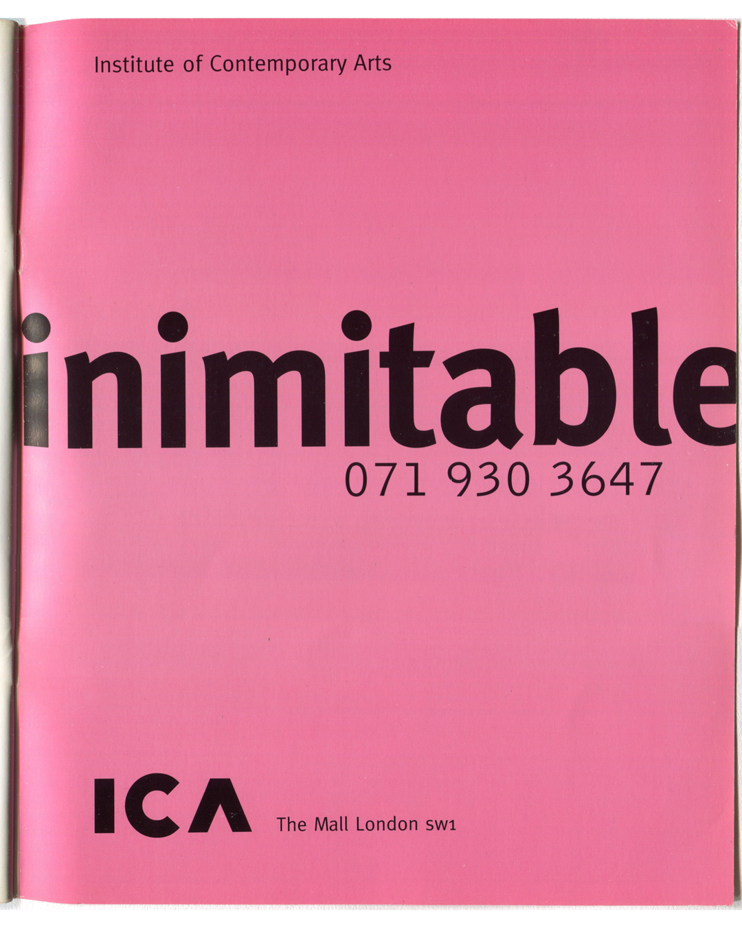 ICA advertisement, inimitable, 071 930 3647, frieze Issue 1