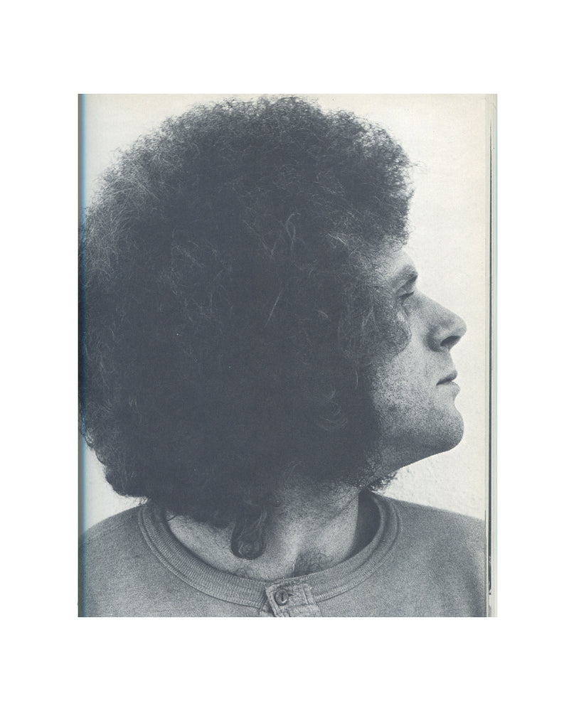 Klaus Rinke, Zeit Raum Körper Handlungen, 1972, green insert card, b&w rear portrait, afro hair, DuMont Schauberg imprint 