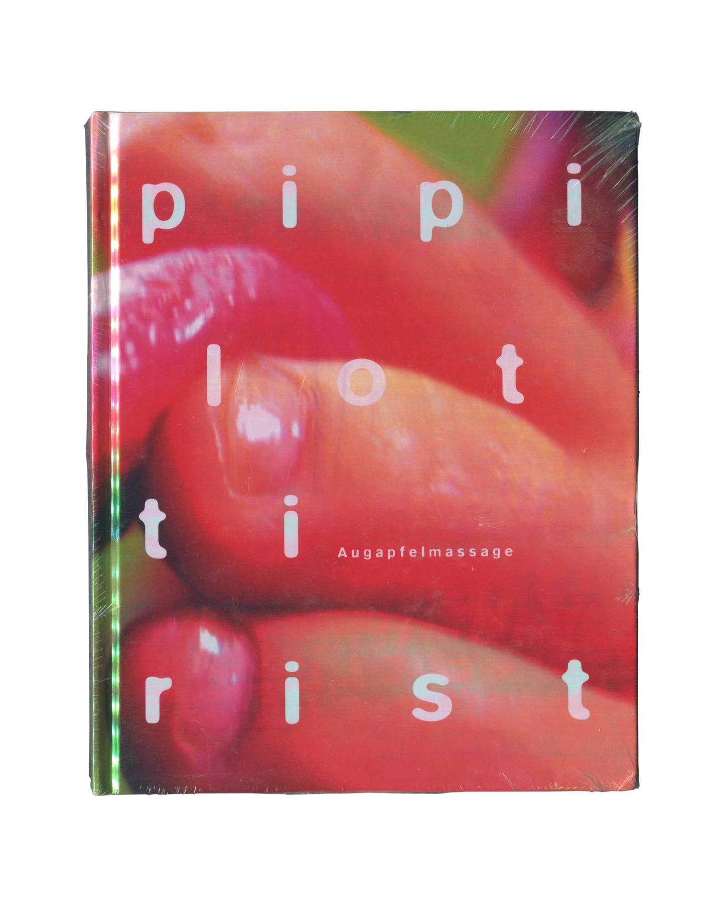 Pipilotti Rist, Augapfelmassage, Prestel 2012, front in shrinkwrap, close-up colour photograph of fingers, white rounded title text 