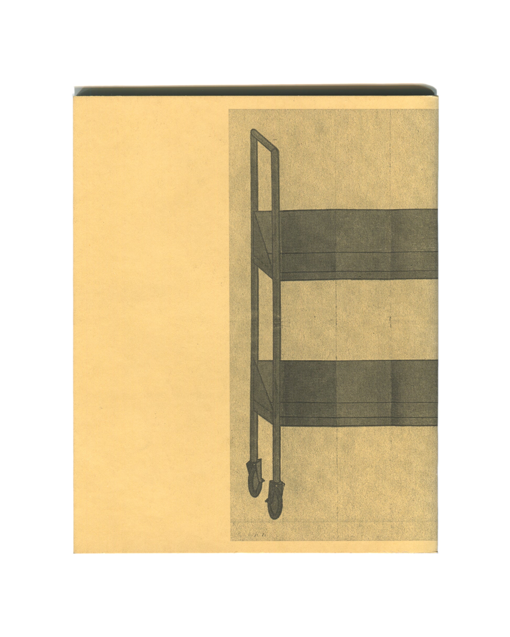 Dieter Roth, Art Is Life / Life Is Art, 1999, back cover: yellow, right half of wheeled shelving unit, no text
I