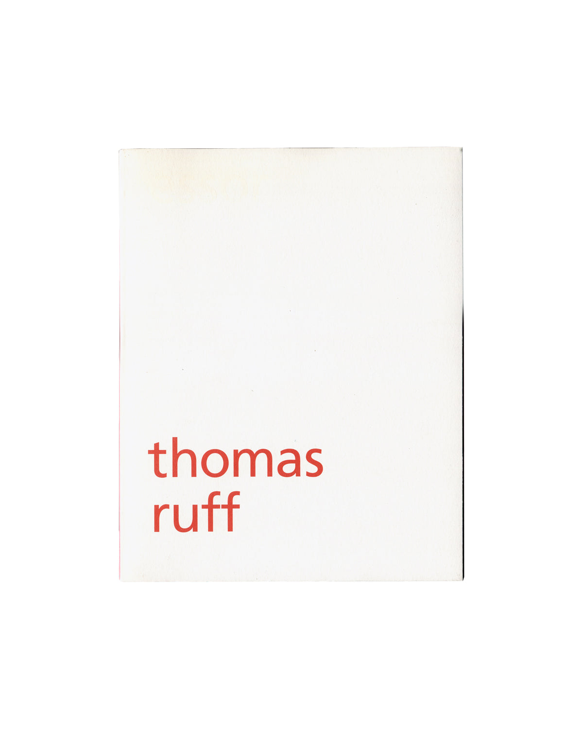 Thomas Ruff, Essor, 2001, exhibition catalogue, white cover with title in red lowercase type