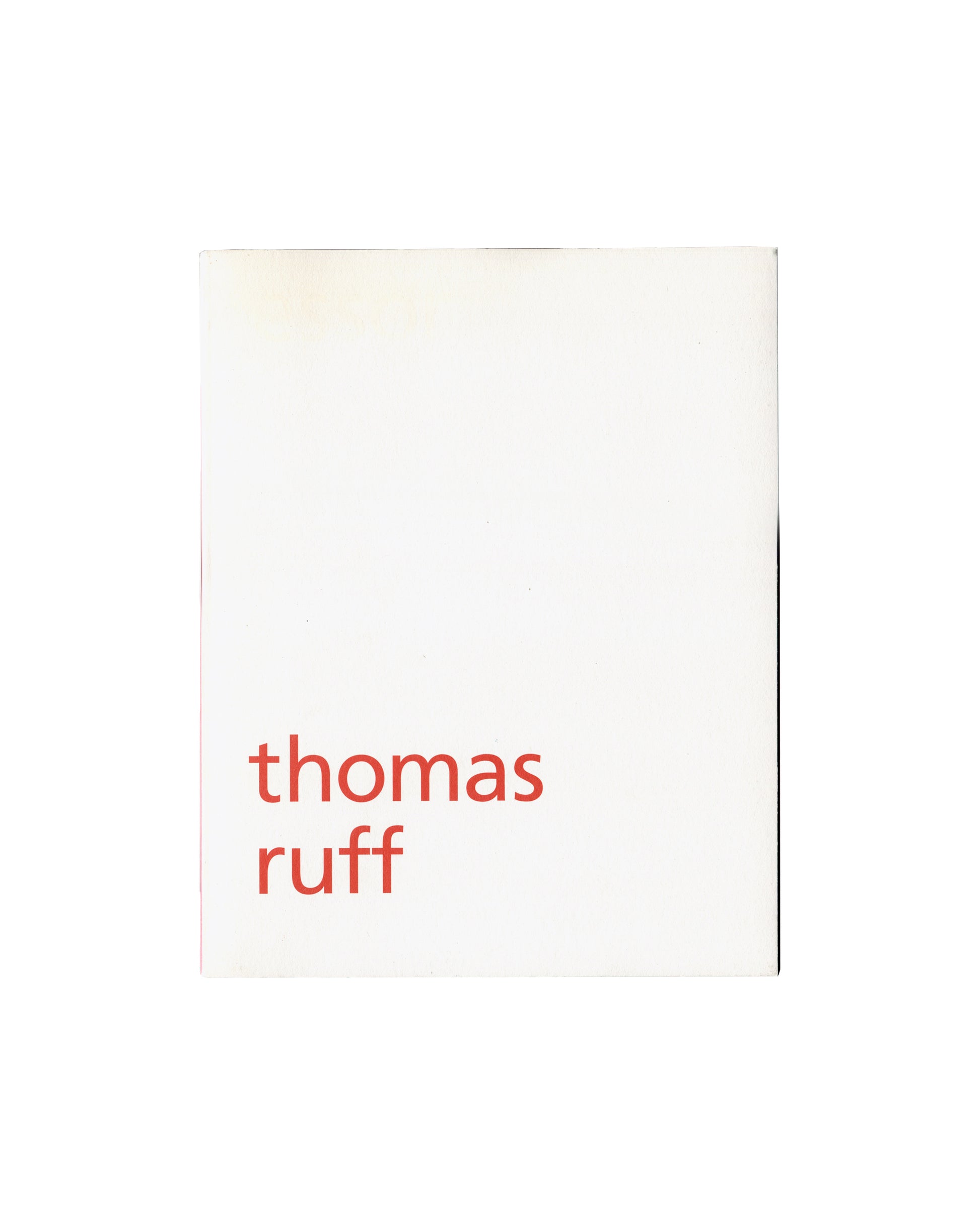 Thomas Ruff, Essor, 2001, exhibition catalogue, white cover with title in red lowercase type