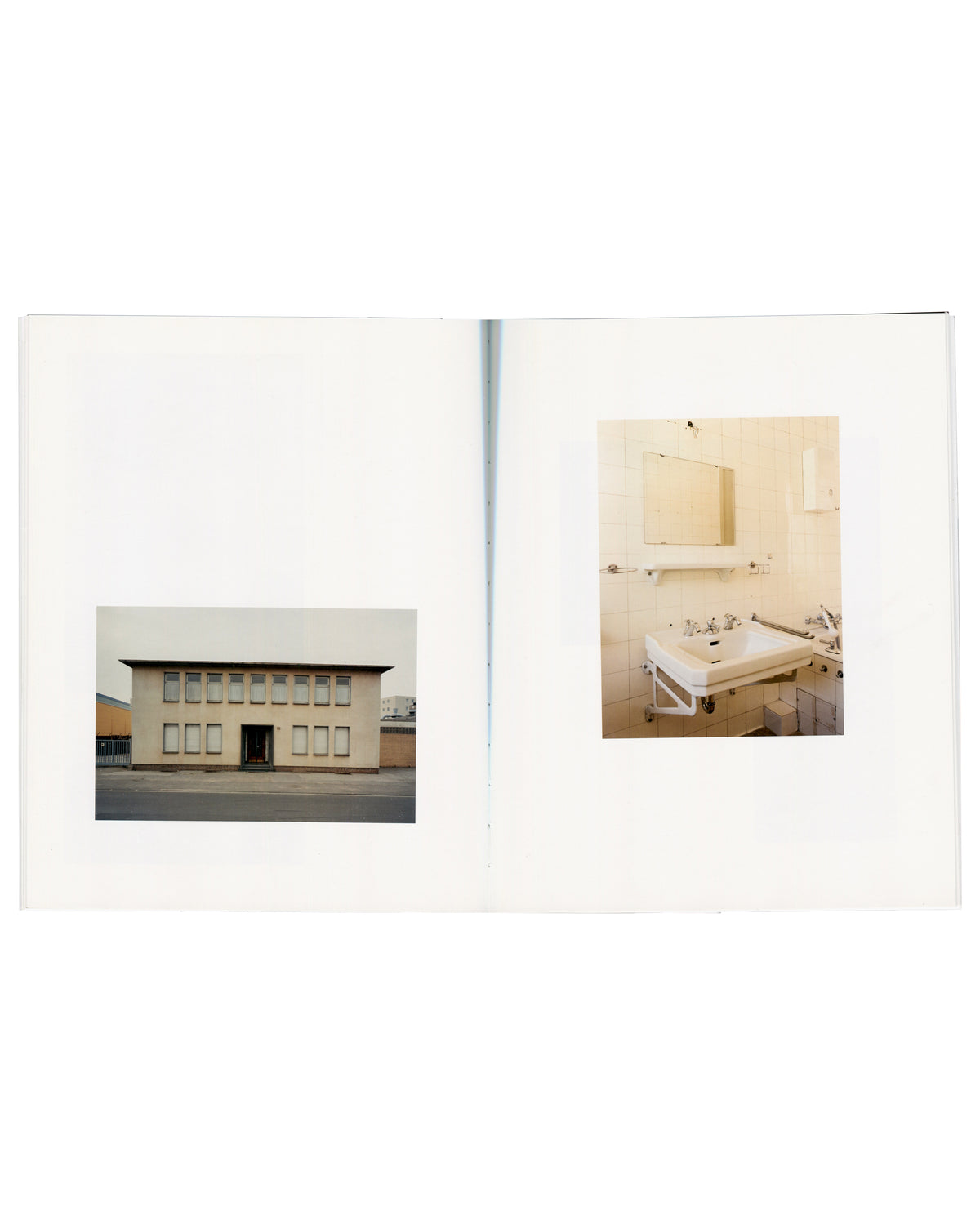 Thomas Ruff, Häuser and Interieurs, small colour photographs of rendered building facade and bathroom sink