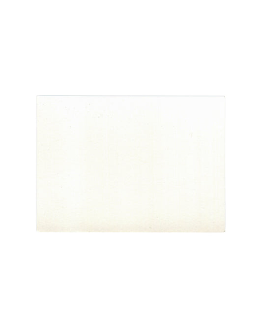 Front Giorgio Sadotti, 100 Balls (For Sale), 1992/2025, exhibition announcement card, front, plain uncoated white card with no printing, showing faint age toning and light surface marks consistent with handling.