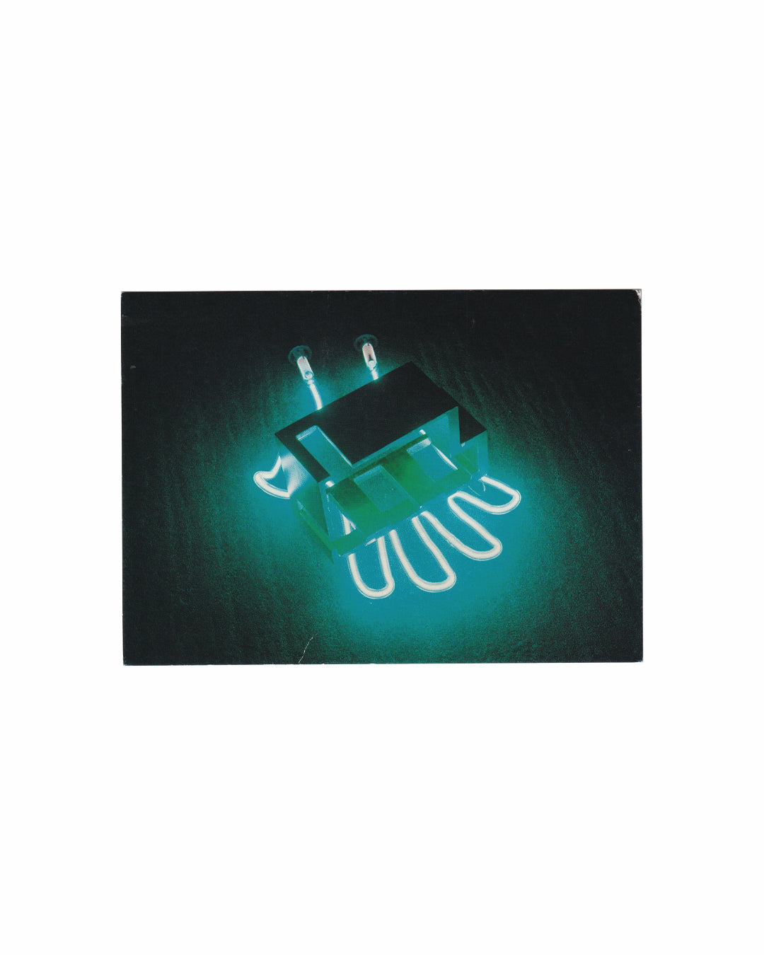 Sakris Exhibition Invitation Neon sign with green glow on a black background