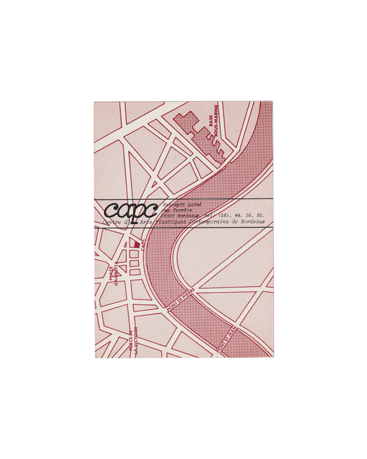 Sarkis Exhibition invite Map design with 'capo' branding on a white background