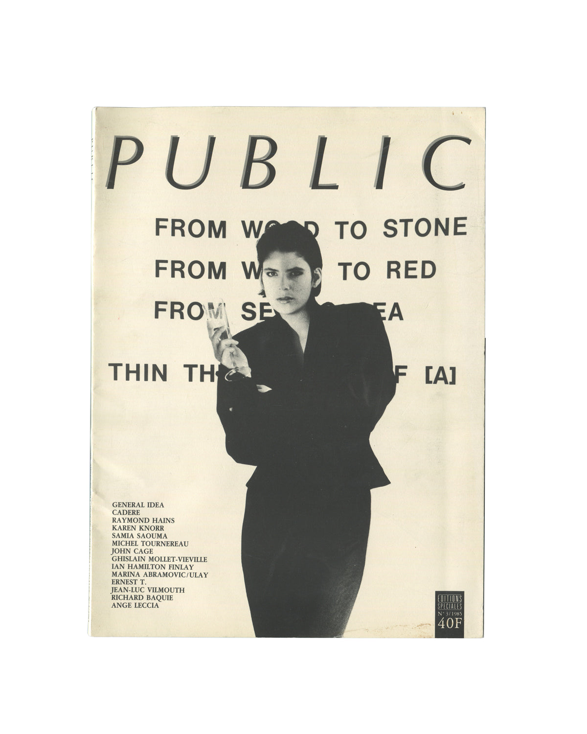 PUBLIC: Philippe Thomas / Philippe Cazal, PUBLIC no. 3, front cover with a black-clad figure over bold text.