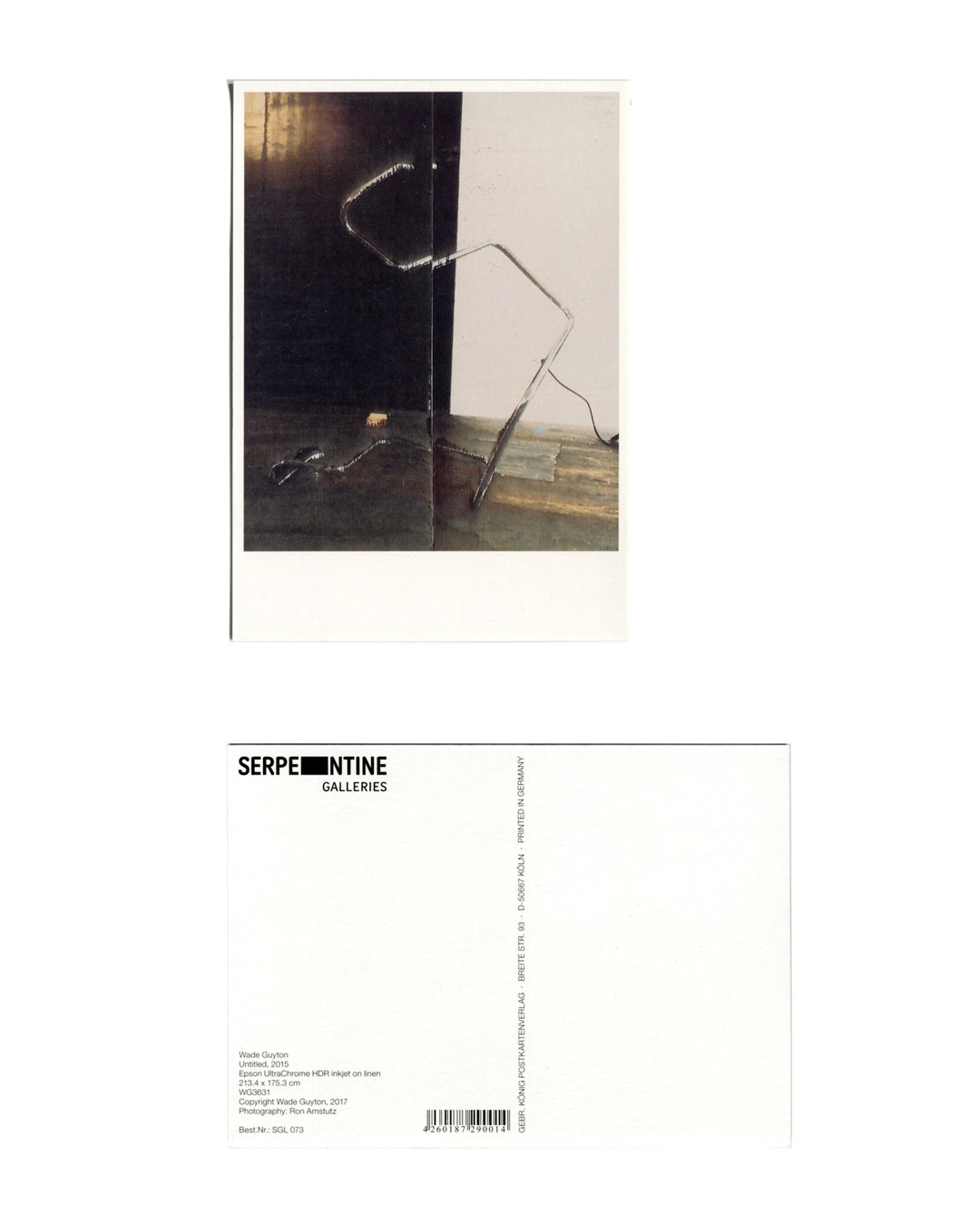 a Wade Guyton postcard of his deconstructed chair painting from  his Serpentine Gallery Exhibition 2017
