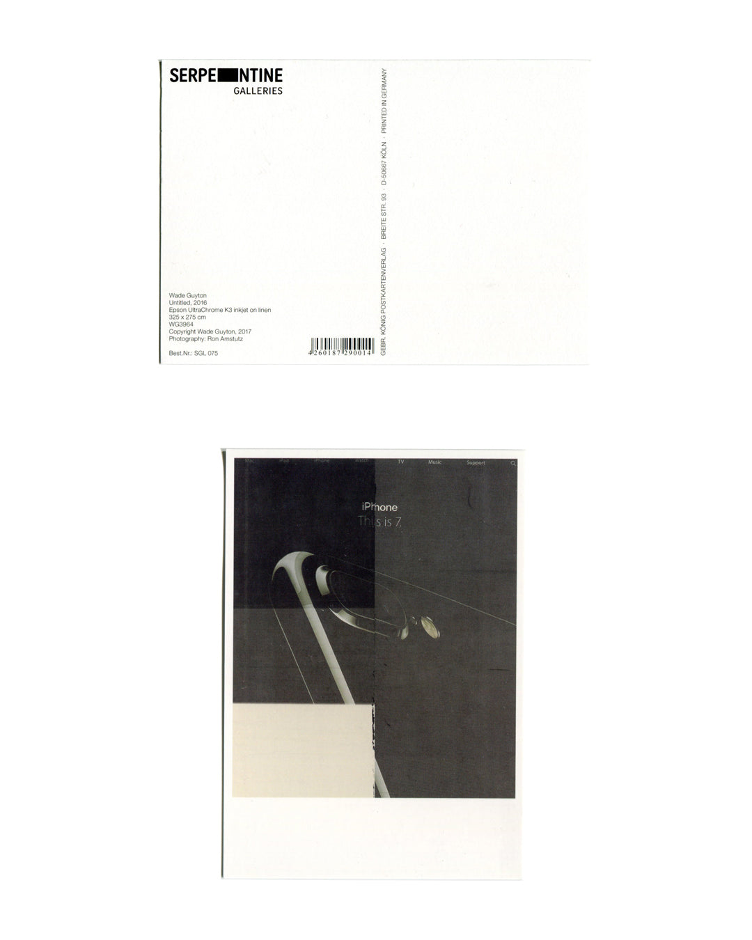Wade Guyton – Set of 3 Exhibition Postcards, Serpentine Galleries, 2017