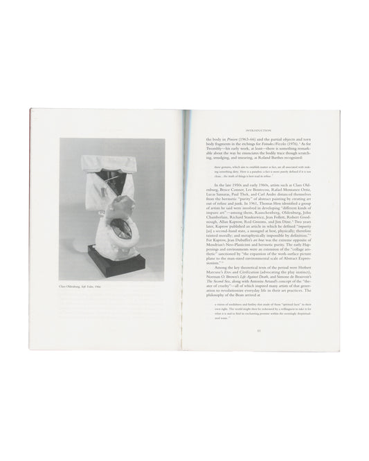 Claes Oldenburg, Soft Toilet, 1966, photographed left page; introduction text right page.