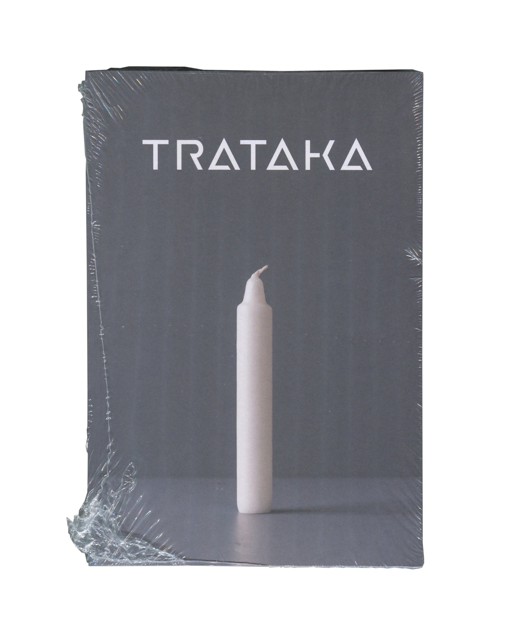 Ian Whittlesea, Trataka, The Everyday Press 2020, front cover: grey ground, white sans-serif title above single white candle on shelf, sealed in clear shrinkwrap