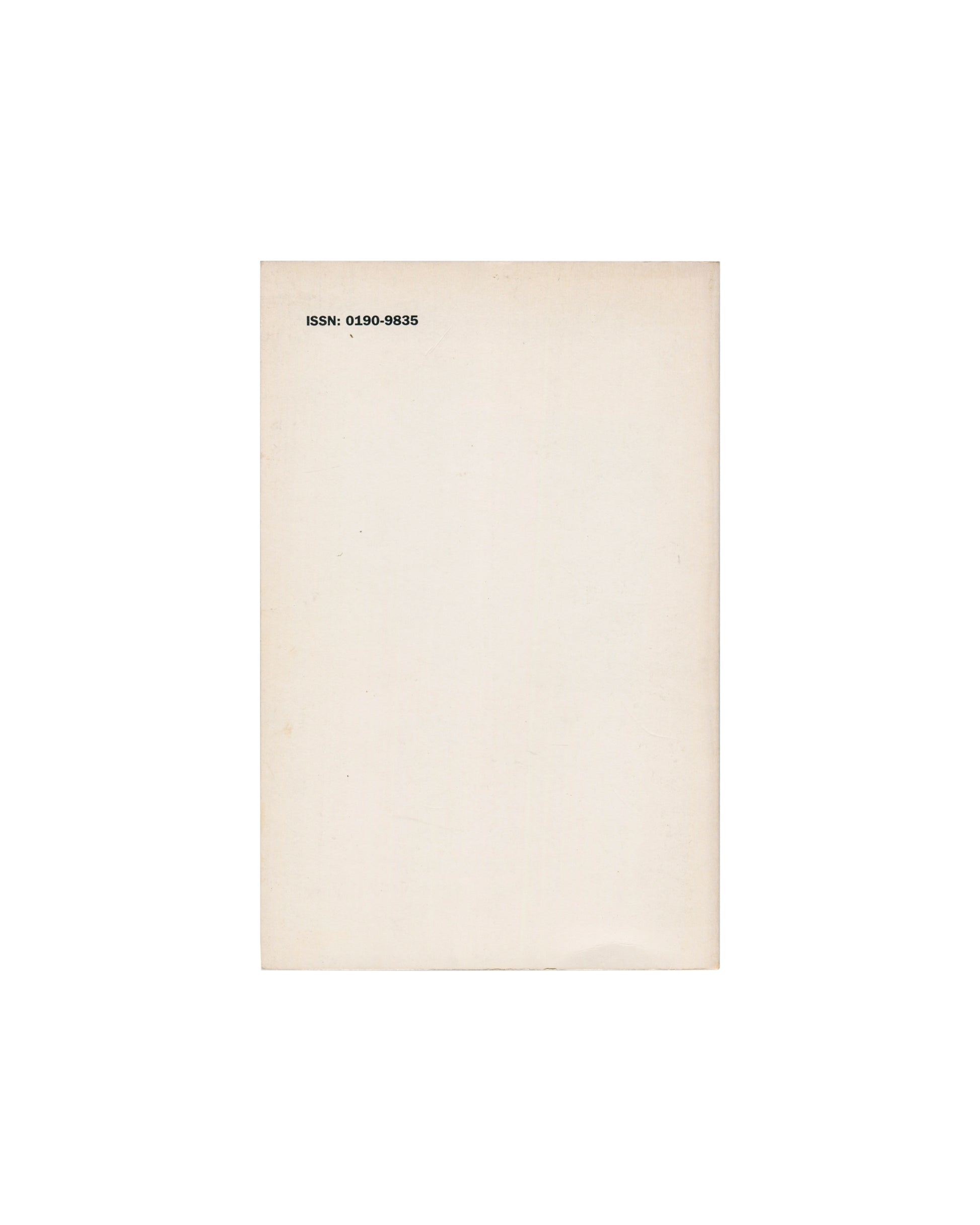 White Walls #17, Autumn 1987 — back cover, cream card, ISSN 0190-9835

