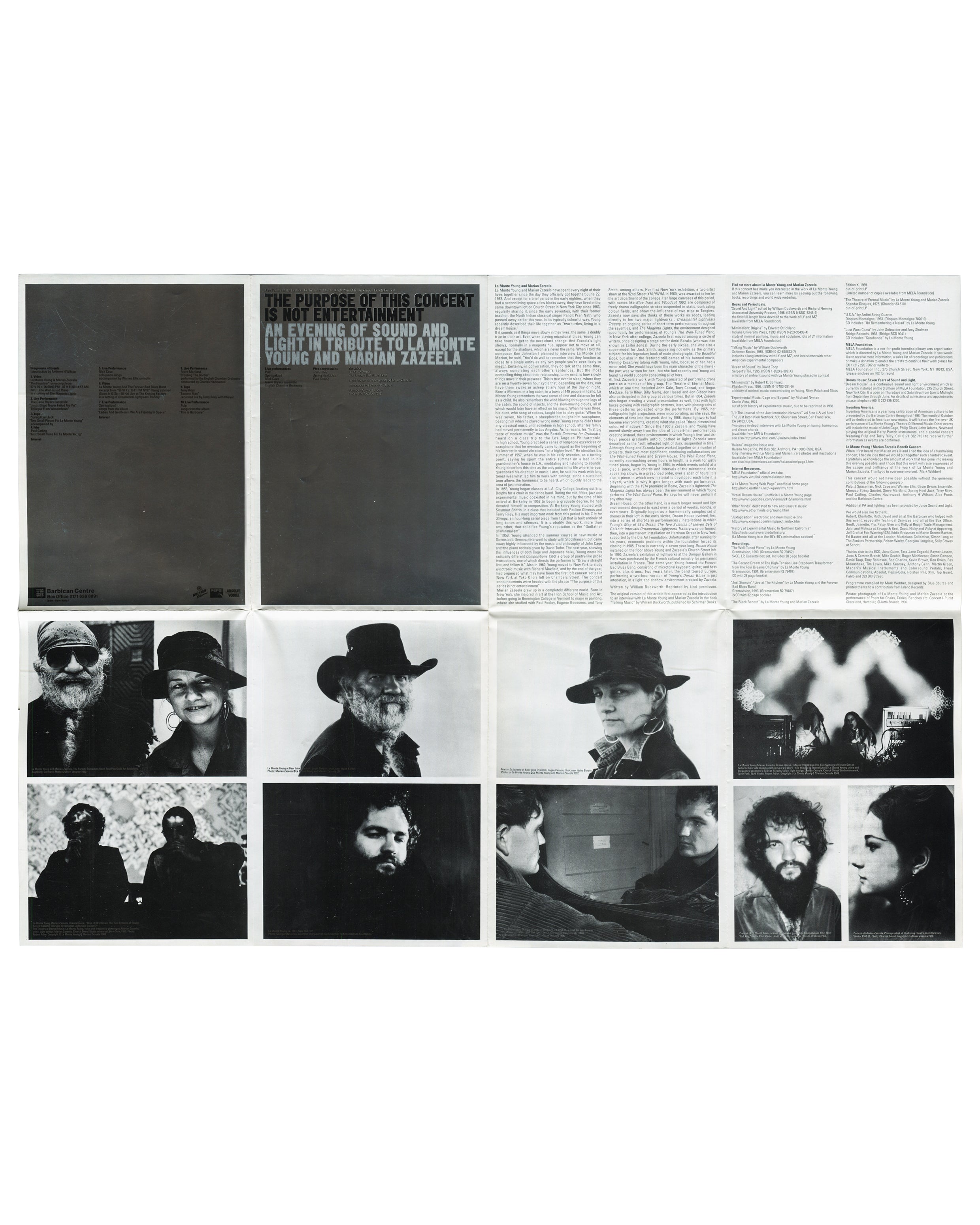 La Monte Young / Marian Zazeela — The Purpose of This Concert Is